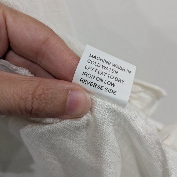 Creation Linen Blend High Low Top with Ruffle Trim White Size XXL - Picture 4 of 5